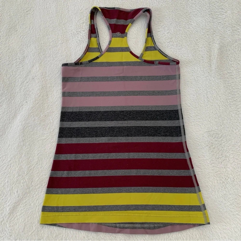 Women’s 2 LULULEMON Cool Racerback Luon Yoga Tank Top Triplet Twin Stripe